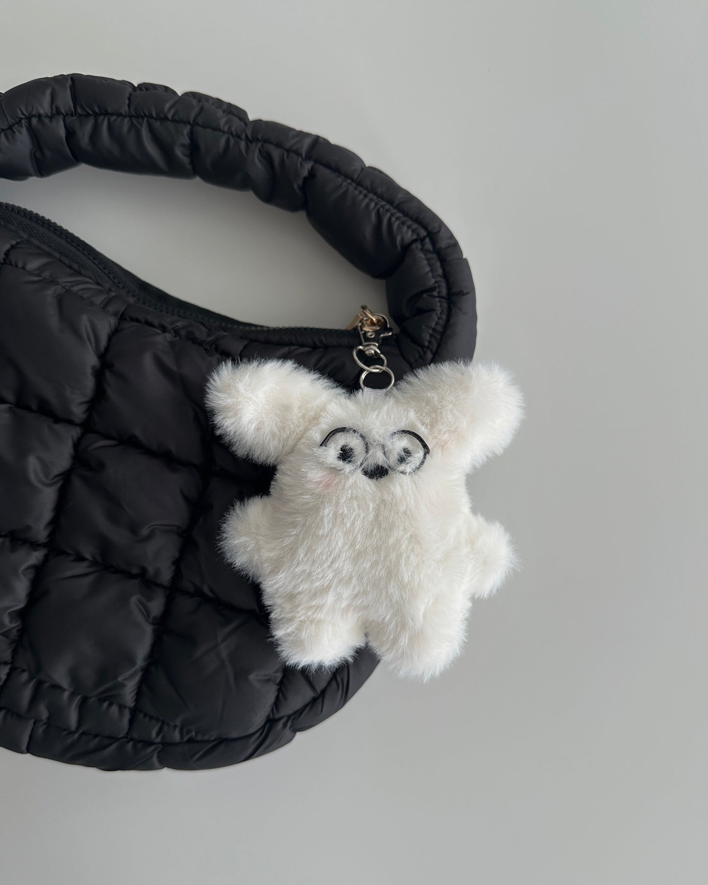 Fluffy white bear keyrings
