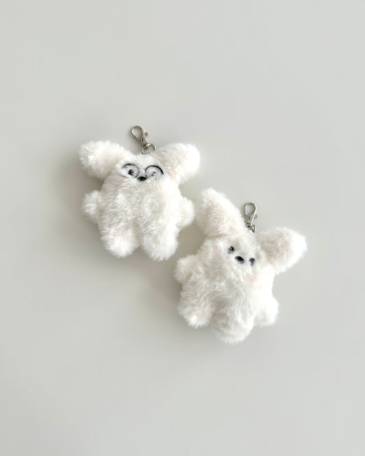 Fluffy white bear keyrings