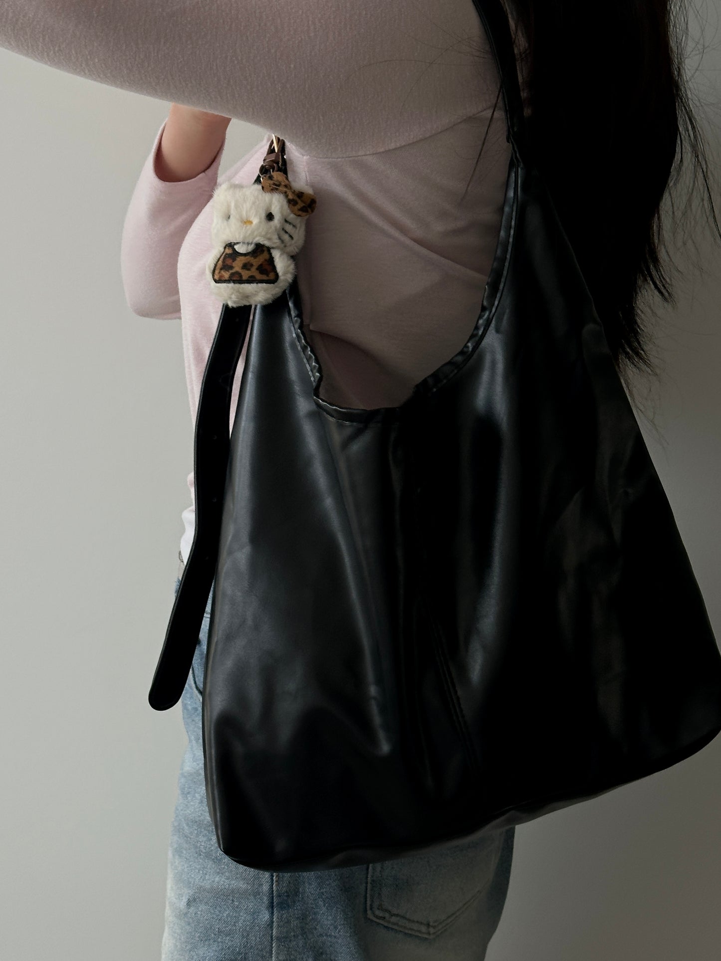 Faux leather tote