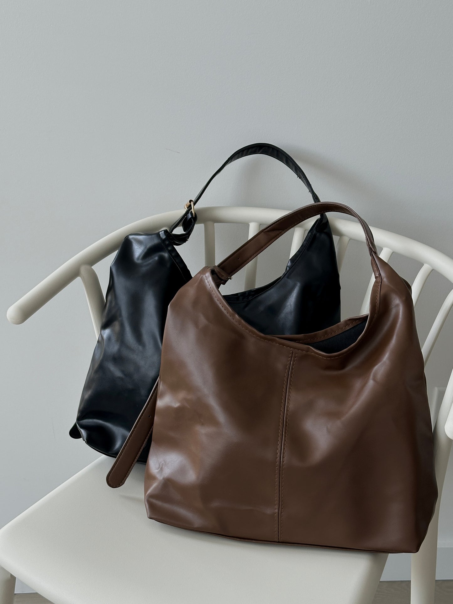 Faux leather tote